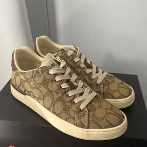 Coach Tan and Brown Patterned Sneakers